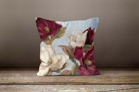 Floral Pillow Cover|Fuschia Gray Oil Paint Boho Bedding Decor|Decorative Pillow Cover|Housewarming Floral Cushion Case|Throw Pillow Case