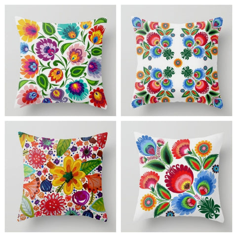 Colorful Floral Pillow Cover|Decorative Pillow Sham|Summer Trend Cushion Case|Bedding Home Decor|Housewarming Cushion Case|Throw Pillow Top