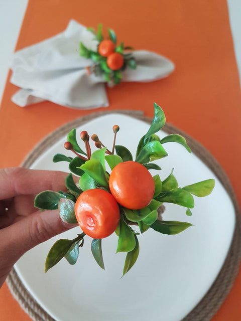 Faux Mandarin Napkin Ring|Floral Tangerine Napkin Holder|Farmhouse Table Decor|Summer Wedding Table Centerpiece|Dwarf Orange Clementine