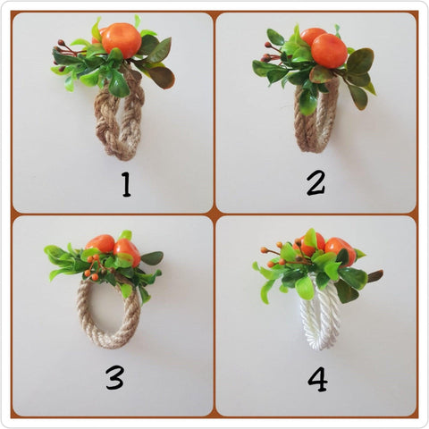 Faux Mandarin Napkin Ring|Floral Tangerine Napkin Holder|Farmhouse Table Decor|Summer Wedding Table Centerpiece|Dwarf Orange Clementine