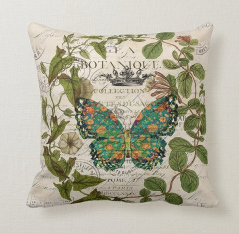 Floral Butterfly Pillow Case|Floral Tree Pillow Cover|Decorative Cushion Case|Housewarming Pillow|Farmhouse Porch Cushion Cover|Summer Trend