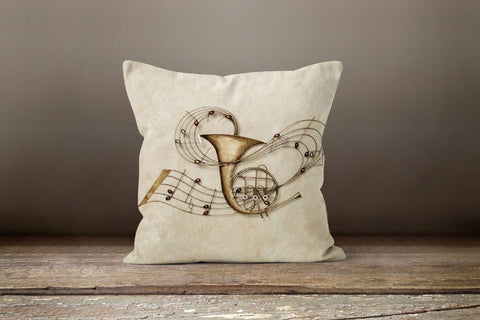 Floral Music Pillow Cover|Music Instrument Pillow Case|Musical Note Cushion Case|Decorative Pillow Case|Bedding Home Decor|Housewarming Gift