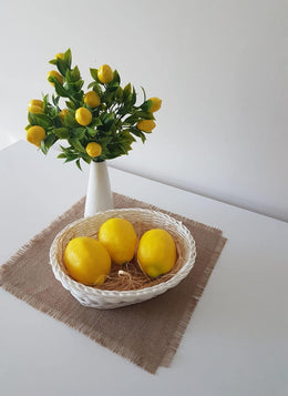 Set of Faux Lemons|Lemon Bunch and 3 Lemons|Yellow Faux Lemon Tree|Kitchen Lemon Decor|Fruit Bowl|Lemon Crafts|Wreath Supply|Jar Vase Filler - Akasia