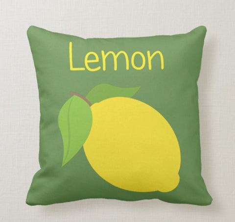 Yellow Lemons with Green Leafage Pillow Cover|Decorative Cushion Case|Home Decor with Lemon|Housewarming Gift|Floral Realtor Gift