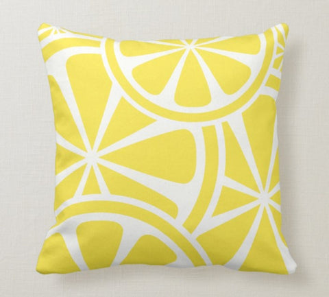 Yellow Lemons with Green Leafage Pillow Cover|Decorative Cushion Case|Home Decor with Lemon|Housewarming Gift|Floral Realtor Gift