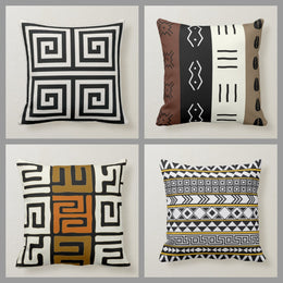 Geometric Pillow Case|Black Square Aztec Pillow Cover|Southwestern Cushion Case|Decorative Boho Bedding Home Decor|Housewarming Pillow Top