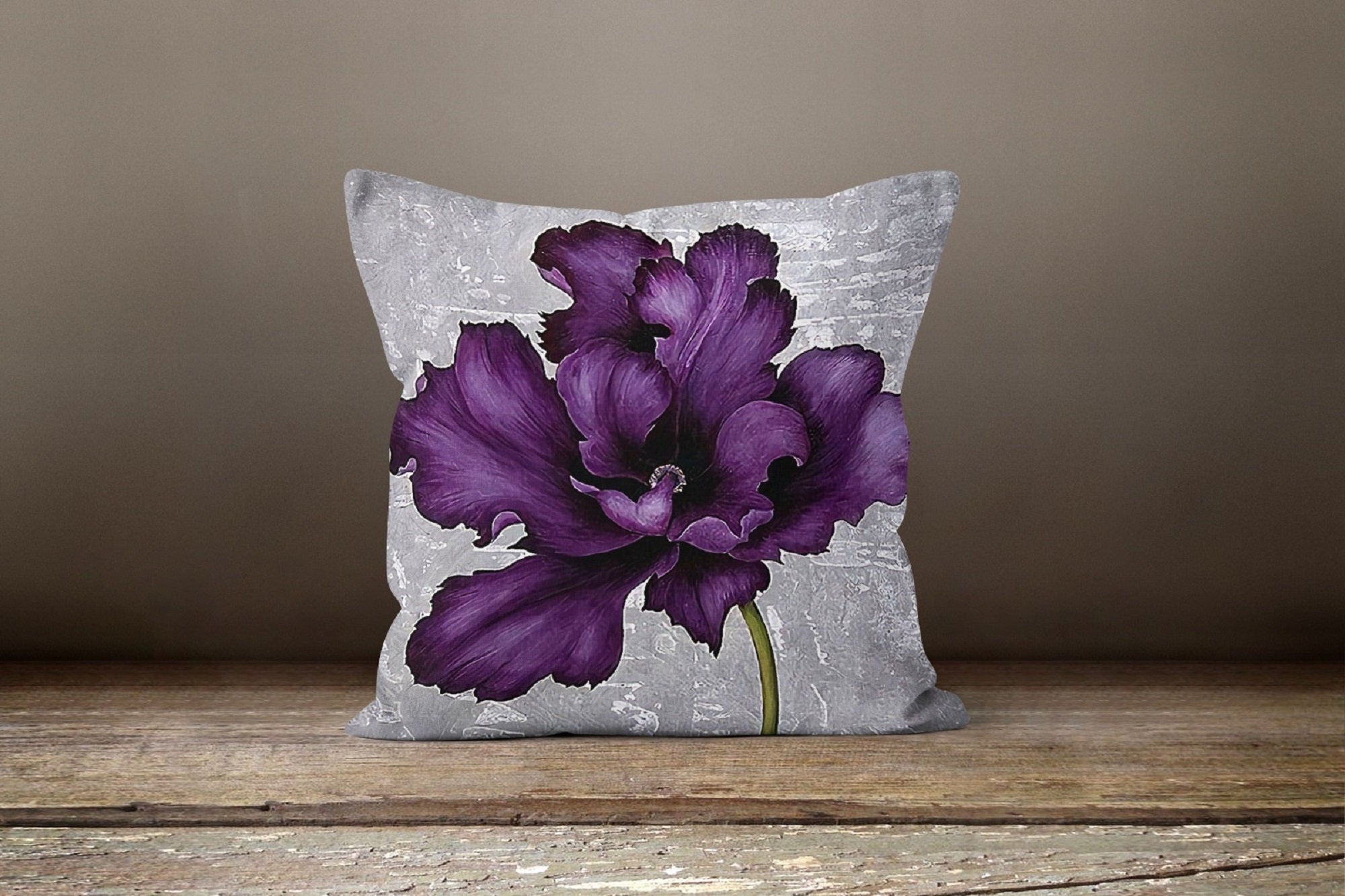 Purple Floral Pillow Cover