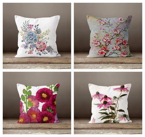Pink Floral Pillow Cover|Summer Trend Cushion Case|Decorative Throw Lumbar Case|Bedding Home Decor|Housewarming Farmhouse Style Pillow Case