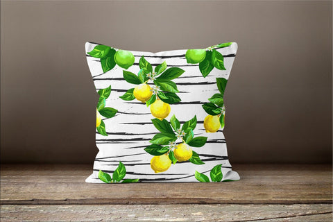 Lemon Throw Pillow Case|Yellow Lemon Cushion Cover|Decorative Floral Lemon Tree Home Decor|Housewarming Farmhouse Style Fresh Citrus Pillow