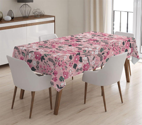 Floral Tablecloth|High Quality Table Cover|Table Decor with Pink Blue Purple Flower|Farmhouse Table Top|Summer Trend Rectangular Tablecloth