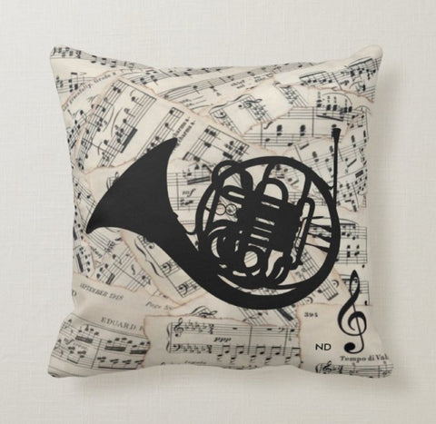 Floral Music Pillow Case|Music Instrument Pillow Cover|Musical Note Cushion Case|Decorative Pillow Case|Bedding Home Decor|Housewarming Gift