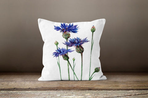 Blue Floral Pillow Cover|Floral Cushion Case|Decorative Pillow Cover|Boho Bedding Decor|Housewarming Gift|Dandelion Print Throw Pillow Case