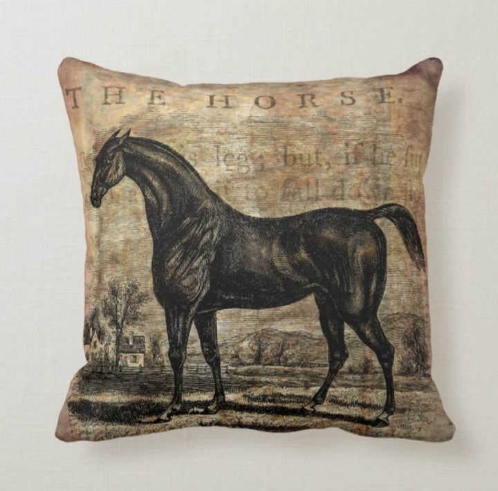 Horse Pillow Cover|Horse Cushion Case|Decorative Lumbar Pillow|Bedding Home Decor|Housewarming Gift|Throw Pillow Case|Rustic Pillow Cover