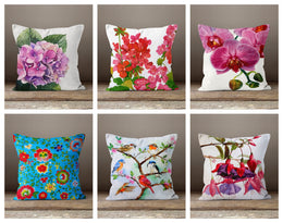 Floral Bird Pillow Cover|Bird Cushion Case|Decorative Pillow Case|Rustic Home Decor|Farmhouse Flower Decor|Summer Trend Housewarming Pillow