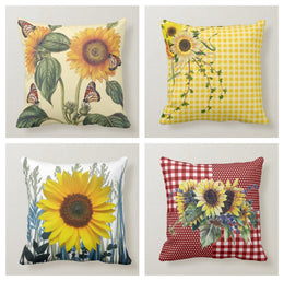 Sunflower Pillow Case|Yellow Floral Pillow Cover|Farmhouse Style Cushion Case|Decorative Summer Pillow|Bedding Home Decor|Housewarming Gift