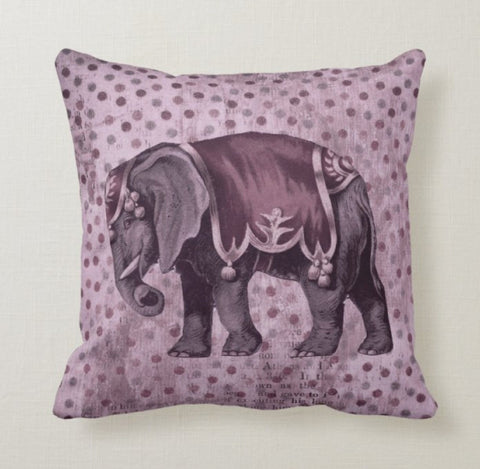 Purple Animals Pillow Case|Purple Birds and Elephant Pillow Cover|Decorative Cushion Case|Housewarming Boho Pillow|Farmhouse Porch Cushion