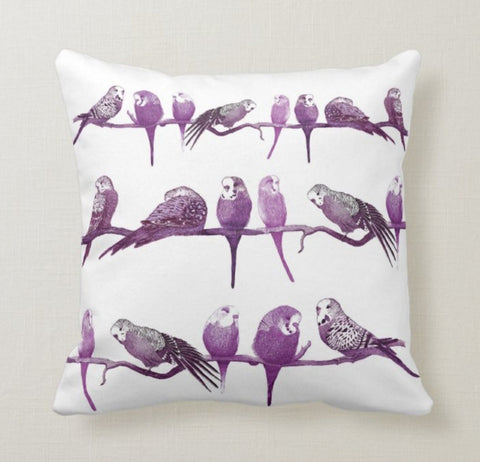 Purple Animals Pillow Case|Purple Birds and Elephant Pillow Cover|Decorative Cushion Case|Housewarming Boho Pillow|Farmhouse Porch Cushion