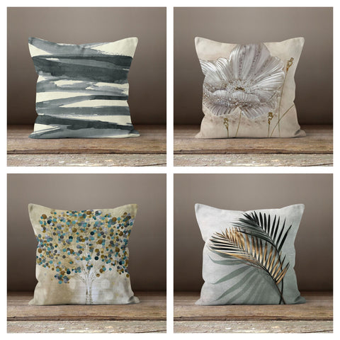 Gray Floral Pillow Cover|Abstract Cushion Case|Decorative Farmhouse Style Pillow Cover|Watercolor Home Decor|Housewarming Throw Pillow Sham