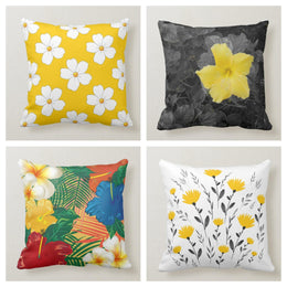 Yellow Floral Pillow Cover|Summer Trend Bedding Home Decor|Decorative Lumbar Pillow|Housewarming Farmhouse Cushion Case|Throw Pillow Case
