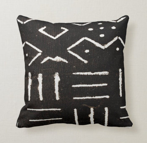 Black African Pillow Cover|Southwestern Black Rug Design Cushion|Authentic Pillow Case|Aztec Home Decor|African Child Geometric Pillow Case