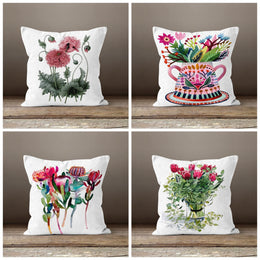 Pink Floral Pillow Cover|Summer Trend Cushions Case|Decorative Throw Lumbar Case|Bedding Home Decor|Housewarming Farmhouse Style Pillow Case