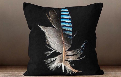 Feather Pillow Cover|Colorful Feather Cushion Case|Decorative Throw Pillow|Bedding Home Decor|Housewarming Pillow| Watercolor Feather Decor