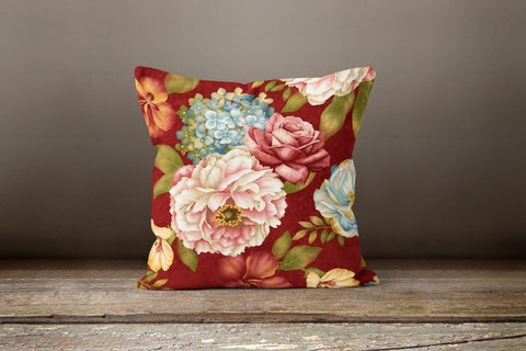 Pink Floral Pillow Cover|Red Rose Cushion Case|Decorative Throw Pillow Case|Pink Rose Home Decor|Housewarming Cushion Cover|Porch Pillow Top