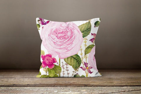 Pink Floral Pillow Cover|Red Rose Cushion Case|Decorative Throw Pillow Case|Pink Rose Home Decor|Housewarming Cushion Cover|Porch Pillow Top