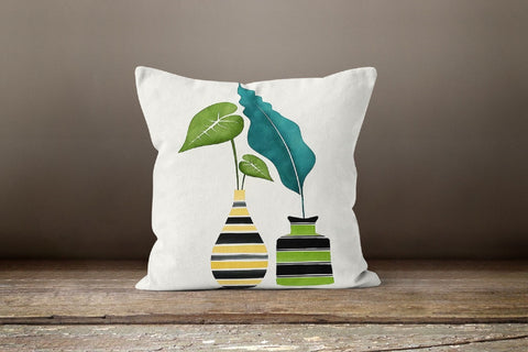 Green Plant Pillow Case|Housewarming Vase Plant Decor|Farmhouse Cushion Case|Decorative Pillow Case|Bedding Home Decor|Floral Pillow Cover