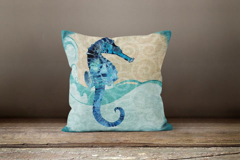 Nautical Pillow Case|Navy Blue Marine Pillow Cover|Decorative Turquoise Cushions|Coastal Throw Pillow|Starfish Home Decor|Beach Houses Decor