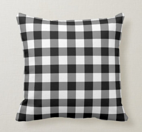 Checkered Pillow Cover|Fall Cushion Case|Autumn Pumpkin Throw Pillow|Halloween Home Decor|Housewarming Farmhouse Rooster Pillow Case