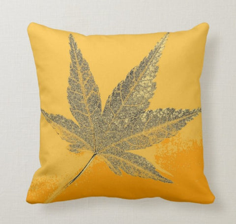 Fall Trend Pillow Cover|Autumn Cushion Case|Orange Yellow Leaves Throw Pillow|Decorative Home Decor|Housewarming Thankful Print Pillow Top