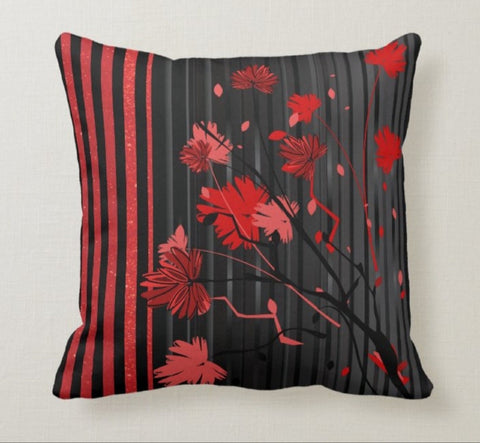 Red Floral Pillow Cover|Fall Trend Cushion Case|Decorative Throw Pillow Case|Bedding Home Decor|Housewarming Farmhouse Style Pillow Case