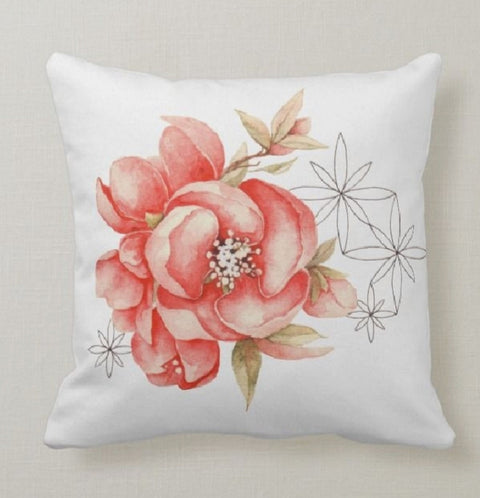 Floral Pillow Cover|Summer Trend Cushion Case|White Pink Floral Throw Pillow Cases|Bedding Home Decor | Housewarming Farmhouse Style Pillows