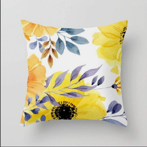 Yellow Floral Pillow Cover|Summer Trend Pillow Case with Flower|Decorative Throw Pillow|Bedding Home Decor|Housewarming Floral Cushion Case