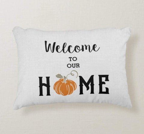 Fall Trend Pillow Cover|Rectangle Cushion Case|Orange Pumpkin Throw Pillow|Halloween Home Decor|Housewarming Farmhouse Welcome Pillow Case