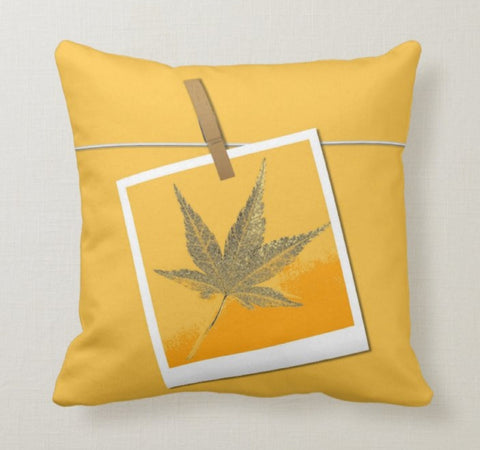 Fall Trend Pillow Cover|Autumn Cushion Case|Orange Yellow Leaves Throw Pillow|Decorative Home Decor|Housewarming Thankful Print Pillow Top
