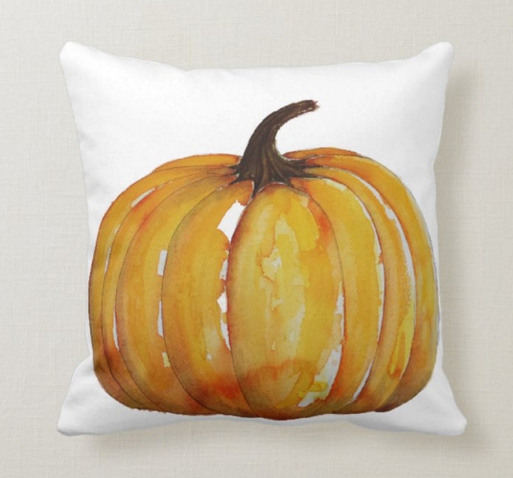 Fall Trend Pillow Cover|Autumn Cushion Case|Orange Pumpkin Throw Pillow|Thanksgiving Hello Fall Home Decor|Housewarming Autumn Pillow Case
