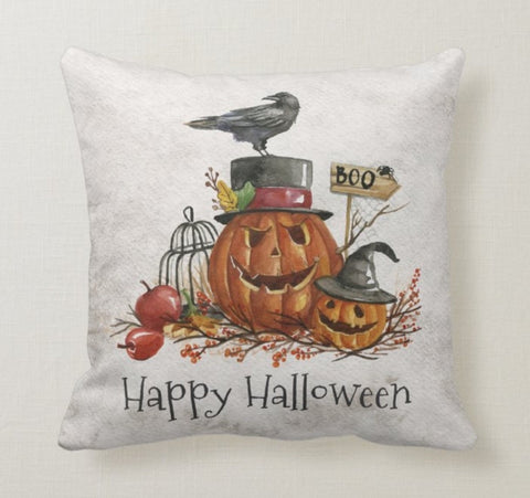 Halloween Pillow Case|Fall Trend Pillow|Autumn Cushion Case|Orange Pumpkin Throw Pillow|Trick or Treat Home Decor|Happy Halloween Decor