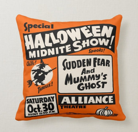 Halloween Pillow Case|Fall Trend Ghost Pillow|Autumn Witch Cushion Case|Gray Pumpkin Throw Pillow|Trick or Treat Home Decor|Happy Halloween