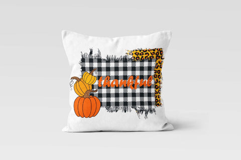 Fall Trend Pillow Cover|Autumn Cushion Case|Orange Pumpkin Checkered Throw Pillow|Thanksgiving Home Decor|Housewarming Sunflower Pillow