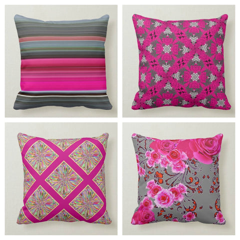 Fuchsia Pillow Cover|Fuchsia Rose Cushion Case|Decorative Throw Pillow Case|Bedding Home Decor|Housewarming Ombre Style Pillow Cover