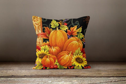 Fall Trend Pillow Cover|Autumn Girl Cushion Case|Orange Pumpkin Throw Pillow|Halloween Home Decor|Housewarming Sunflower Welcome Pillow Top