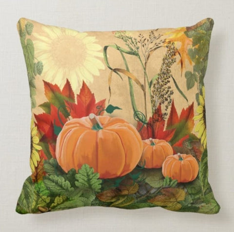Fall Trend Throw Pillow Top|Autumn Cushion Case|Orange Pumpkin Spice Pillow|Halloween Home Decor|Housewarming Farmhouse Style Pillow Case