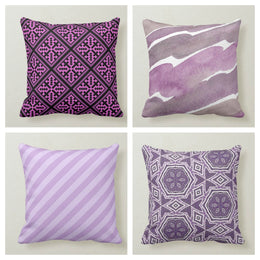 Purple Pillow Cover|Geometric Outdoor Cushion Case|Decorative Throw Pillow Top|Boho Bedding Home Decor|Housewarming Gift|Purple Home Decor