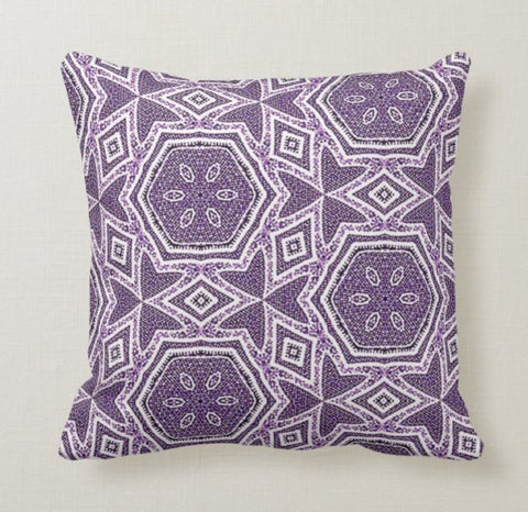 Purple Pillow Cover|Geometric Outdoor Cushion Case|Decorative Throw Pillow Top|Boho Bedding Home Decor|Housewarming Gift|Purple Home Decor