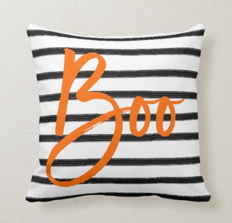 Halloween Boo Pillow Case|Fall Trend Pillows|Autumn Cushion Case|Orange Pumpkin Throw Pillow|Trick or Treat Home Decor|Happy Halloween Boo