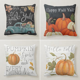 Hello Fall Yall Pillow Cover|Autumn Trend Cushion Case|Orange Pumpkin Spice Throw Pillow|Thanksgiving Decor|Housewarming Autumn Pillow Case