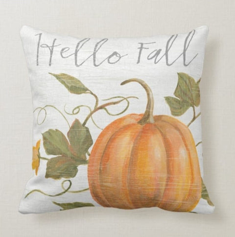 Hello Fall Yall Pillow Cover|Autumn Trend Cushion Case|Orange Pumpkin Spice Throw Pillow|Thanksgiving Decor|Housewarming Autumn Pillow Case