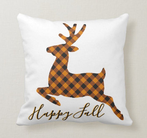 Fall Trend Pillow Cover|Autumn Thankful Cushion Case|Happy Fall Throw Pillow|Autumn Deer Home Decor|Housewarming Farmhouse Autumn Pillow